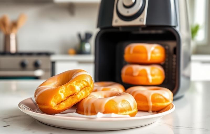 Deilige hjemmelagde smultringer i airfryer: sunnere oppskrift uten fritering servert på fat